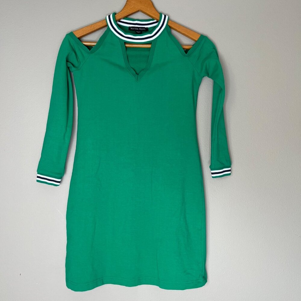 Boston Proper Retro Y2K 90s Bodycon Mini‎ Dress Size XXS 70s Long Sleeve